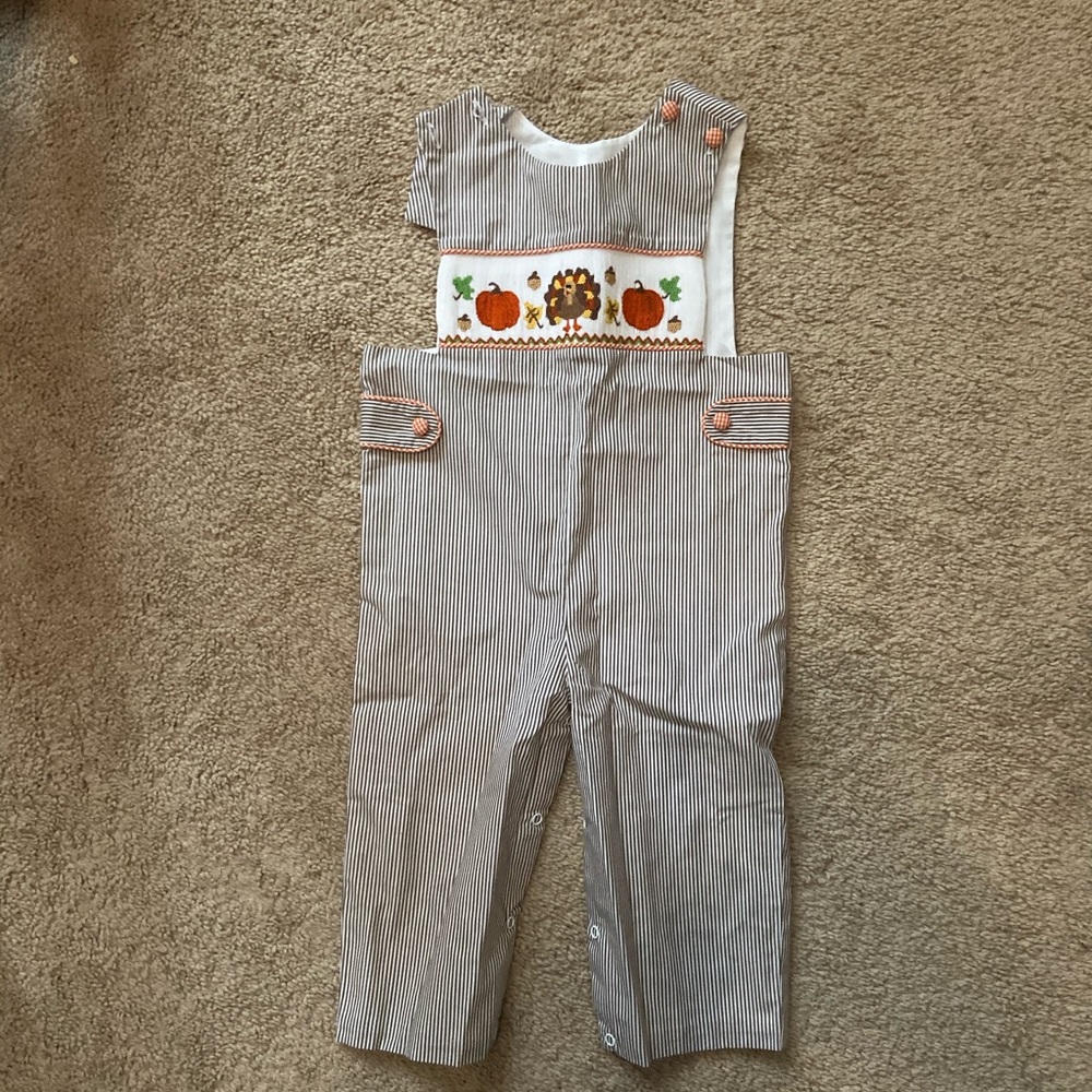 Smocked thanksgiving coveralls